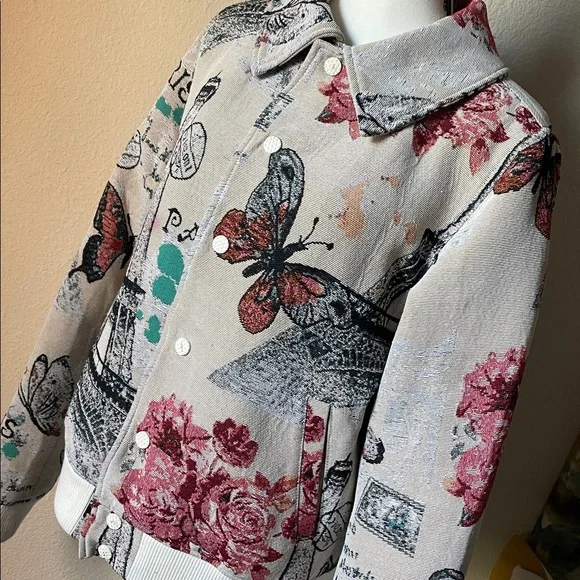Guapi Fringed Butterfly Bomber Jacket . NEW w/o Tags - Picture 2 of 11